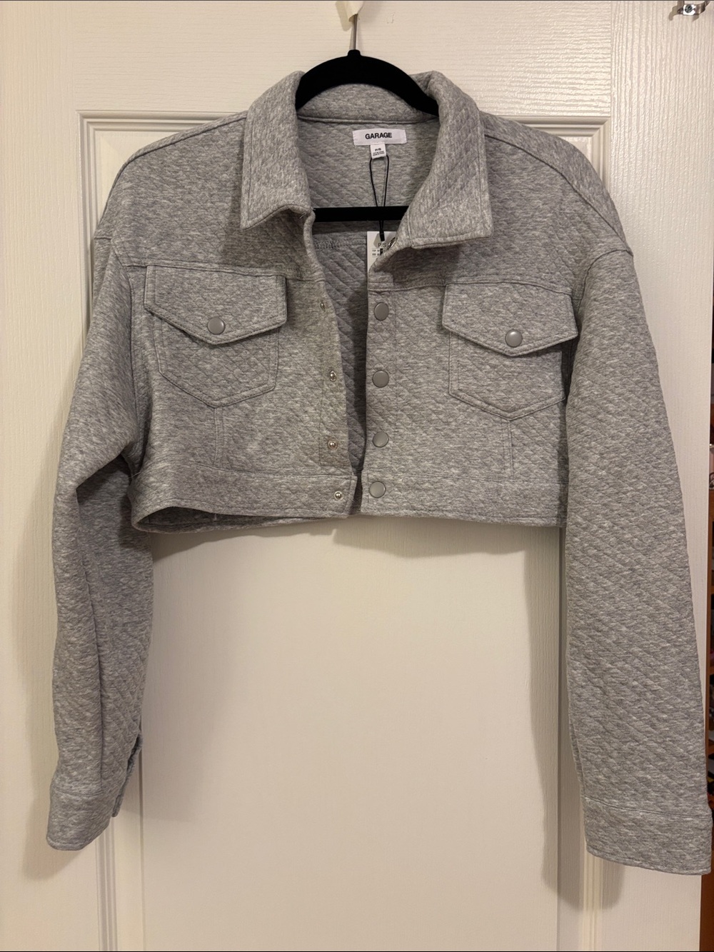 Garage Quilted Cropped Jacket in Light Gray